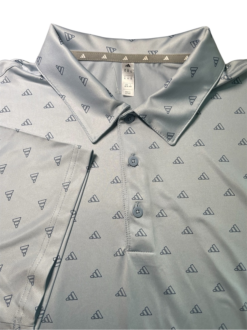 Adidas Golf Polo Shirt Mens XL All Over Print Logo Wonder Blue ADVR0932